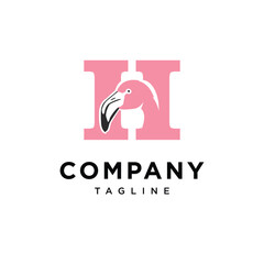  Letter H Flamingo Logo Icon Vector 