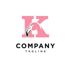  Letter K Flamingo Logo Icon Vector 