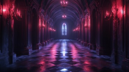 Dark and Mysterious Hallway in a Castle