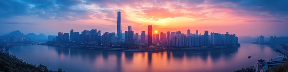 Obraz premium City Skyline at Sunset