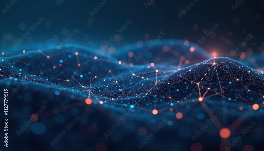 Poster abstract digital network pattern. complex network of lines, glowing points. modern technology concep