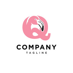  Letter Q Flamingo Logo Icon Vector 