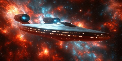 Starship in a Nebula