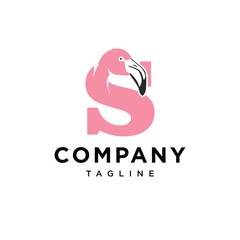  Letter S Flamingo Logo Icon Vector 