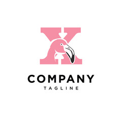  Letter X Flamingo Logo Icon Vector 