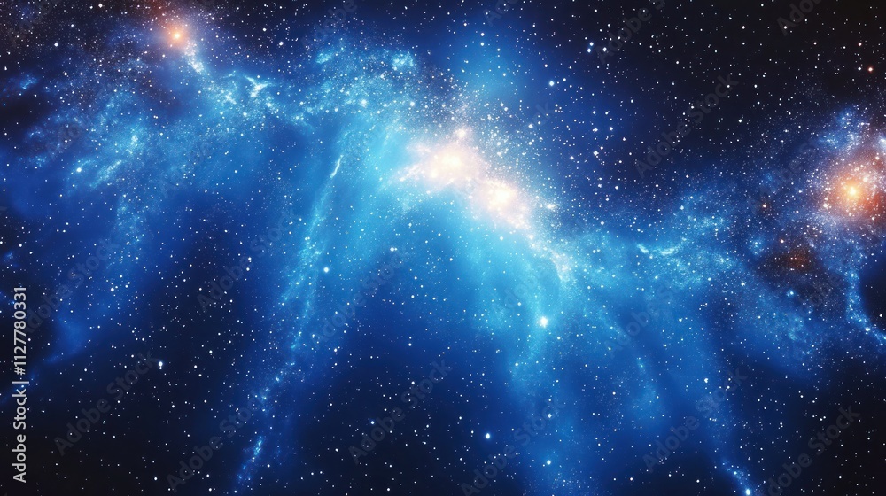 Aufkleber cosmic deep blue hues with sparkling stars and nebula effect in digital art