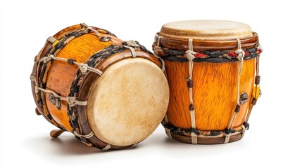 Two Traditional Drums Isolated On White Background