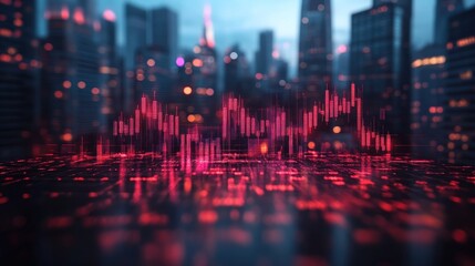 Financial Chart Over Cityscape
