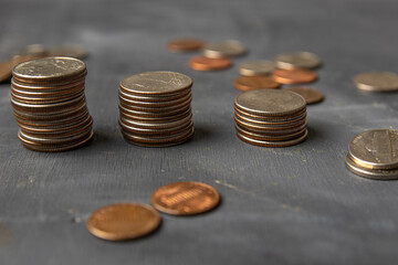 Coins in a jar and money savings for the future