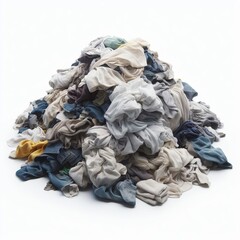 Pile of dirty clothes, dirty laundry and smell on white background
