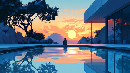 High-end tech and luxury converge in a serene. Ebullience. Illustration