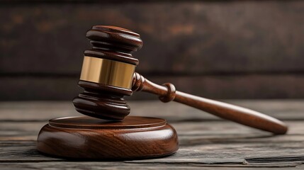 Obraz premium Gavel of Justice on a Wooden Table