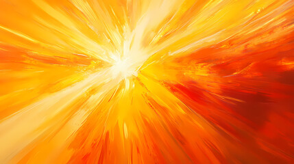 Obraz premium Vibrant orange and yellow hues radiate from a stylized burst of light, symbolizing intense energy and vitality, conveying a sense of dynamic movement and positivity. Ebullience. Illustration