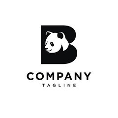  Letter B Panda Logo Icon Vector 