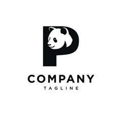  Letter P Panda Logo Icon Vector 