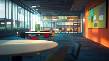 Modern Office Interior with Colorful Accents