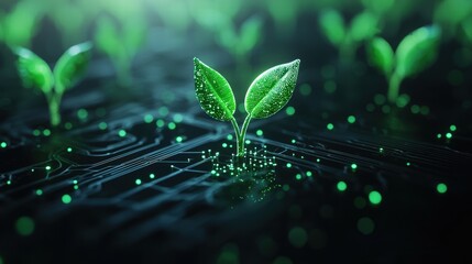 Digital sprouts emerging from a circuit board