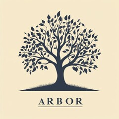 Obraz premium Minimalist tree logo design, organic emblem, eco-friendly icon, natural plant illustration, garden symbol, vector art, botanical identity, growth symbol, abstract nature art