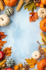 Fototapeta premium Fall theme greeting card template design with pumpkin.