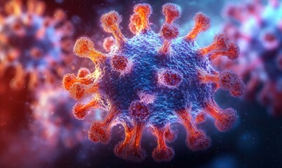 Hyper-realistic Close-up of Epstein-Barr Virus Particle Affects B Lymphocyte, Virology and Human Health Illustration