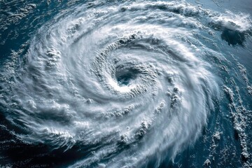 Aerial View of a Powerful Tropical Cyclone Over the Ocean
