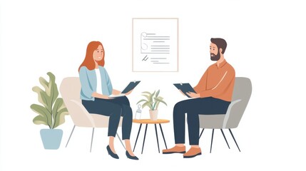 Credit application session featuring an advisor explaining loan benefits to a young couple