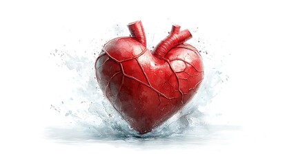 Heart symbolizing love and emotion creative art digital medium vibrant splash abstract concept