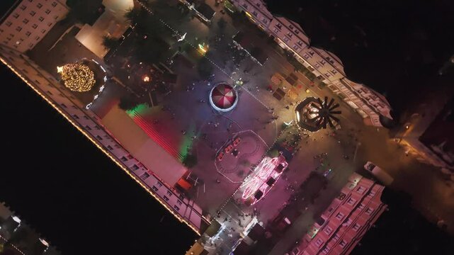 Christmas fair Opole drone shot