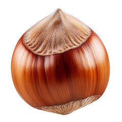 Fresh hazelnut isolated on a white background, showcasing its natural texture and raw, whole form. A healthy, nutrient-rich nut perfect for baking, cooking, snacks, and various recipes.