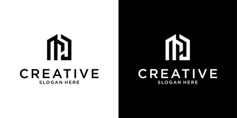 MJ or JM initial letter logo design vector