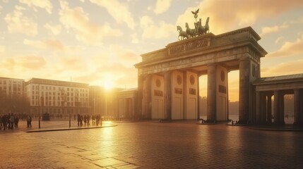 Golden sunrise, Brandenburg Gate, Berlin.