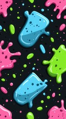 Colorful splash patterns abstract art digital illustration creative design high contrast fun concept for modern decor