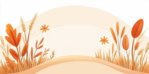 Autumn breeze golden leaves and soft grasses nature landscape serene environment peaceful viewpoint seasonal concept