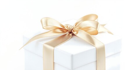 Luxury gift box with stream ribbon bow for celebration advertising template design. Background, anniversary and special day with beautiful present, wallpaper