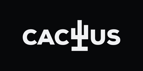 cactus typography text, lettering word mark logo design template © ZRpro