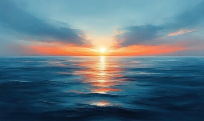 Obraz premium Calm Sea Under Blue Sky Elegant Minimalist Abstract Background for Design and Presentation