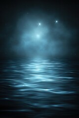 Fototapeta premium Mysterious foggy night over calm ocean waters serene environment landscape photography tranquil mood