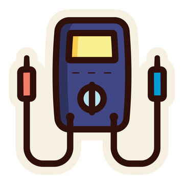 blue multimeter with red and blue probes clip art preview