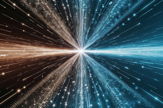 Artistic Formation of Dynamic Dots and Strands Showcasing the Significance of Technology and the Flow of Digital Data Streams