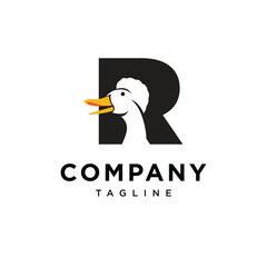  Letter R Crested Duck Logo Icon Vector 