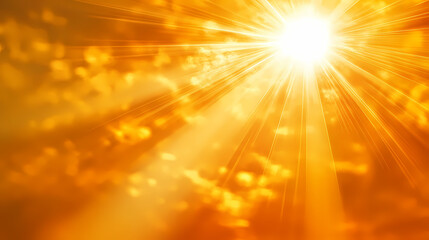 Warm golden sun flare with expanding rays on transparent background. Radiance. Illustration