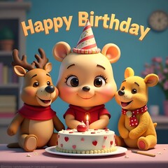 birthday greeting card. teddy bear