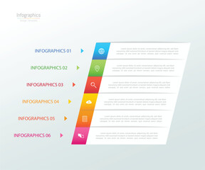 Infographic 6 options design elements for your business data. Vector Illustration.