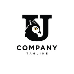Letter U Owl Logo Icon Vector 