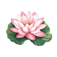 A beautiful pink lotus flower resting on green leaves, symbolizing purity and tranquility.
