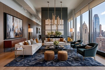 Fototapeta premium Sophisticated 3D Design Board in an Upscale Downtown Loft for Elevated Lifestyle