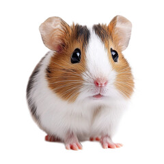 Closeup Portrait of Cute Furry Rodent Hamster or Guinea Pig against White Background
