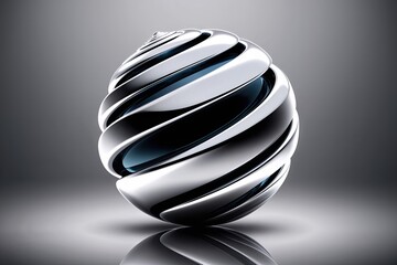 Stunning 3D Reflective Orb Design with Spiral Patterns and Gradient Effects for Magazine Backgrounds and Banners