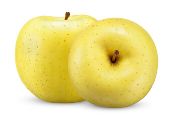 yellow apple isolated on white clipping path
