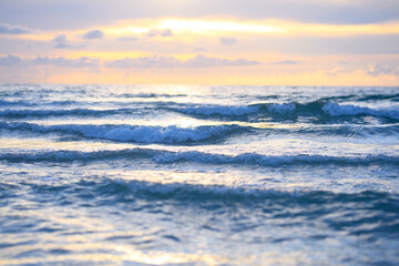 Obraz premium Ocean seascape and waves splashing. Ocean Wave. Scenic seascape. Waves at beach. Waterscape for background.